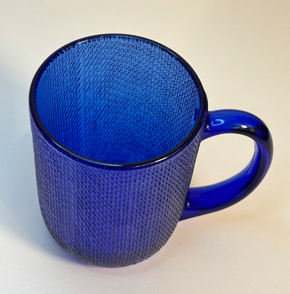 Arcoroc Cobalt Blue Textured Glass Coffee Mug