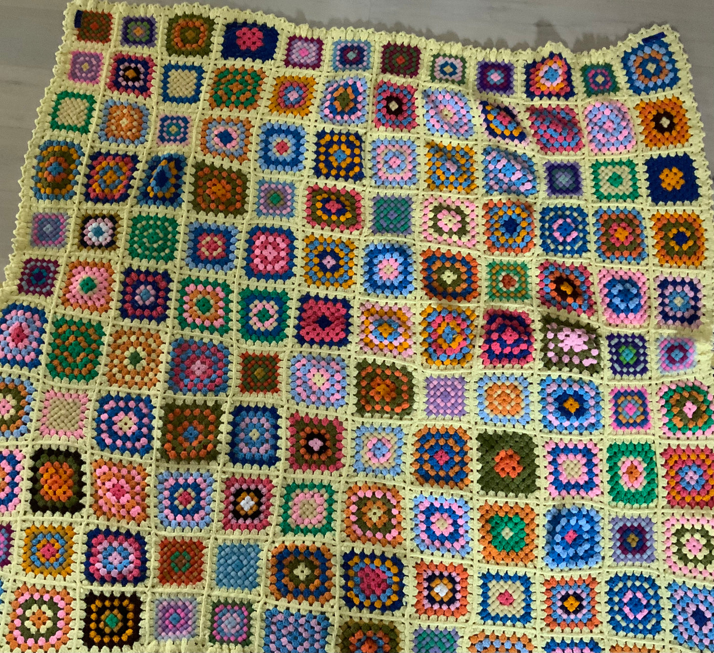 Vintage Hand Knit Afghan Blanket