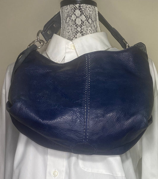 Roots Dark Blue Navy Leather Shoulder Bag