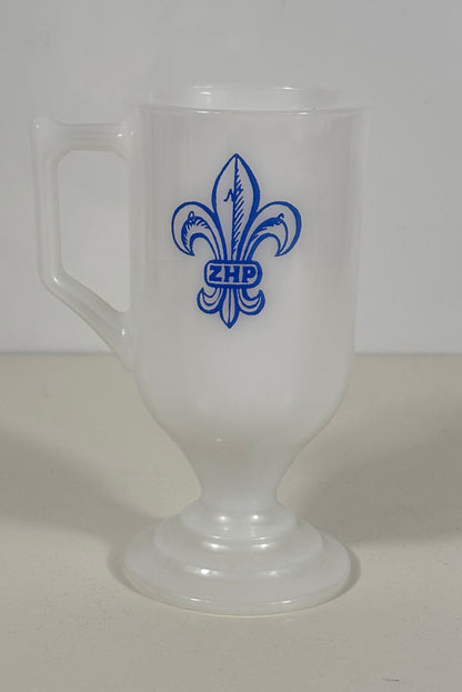 Vintage Polish Scouting Czuwaj Pedestal Milk Glass