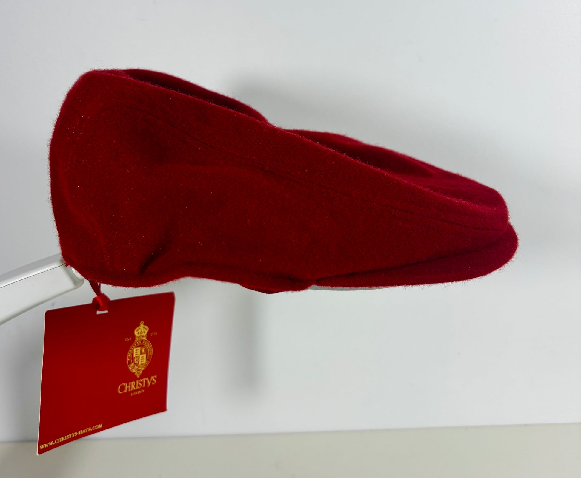 Christys London Red Wool Flat Cap