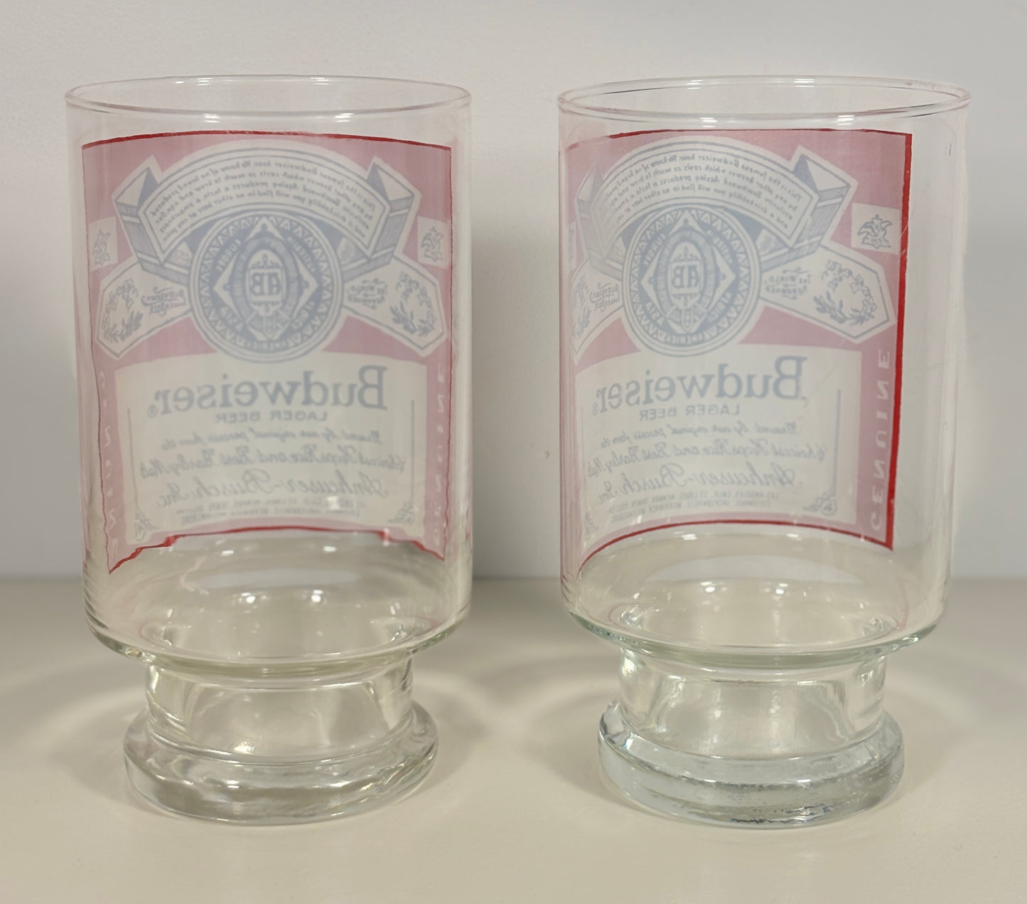 Vintage Budweiser Pedestal Beer Glass Set