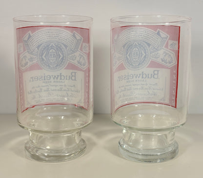 Vintage Budweiser Pedestal Beer Glass Set