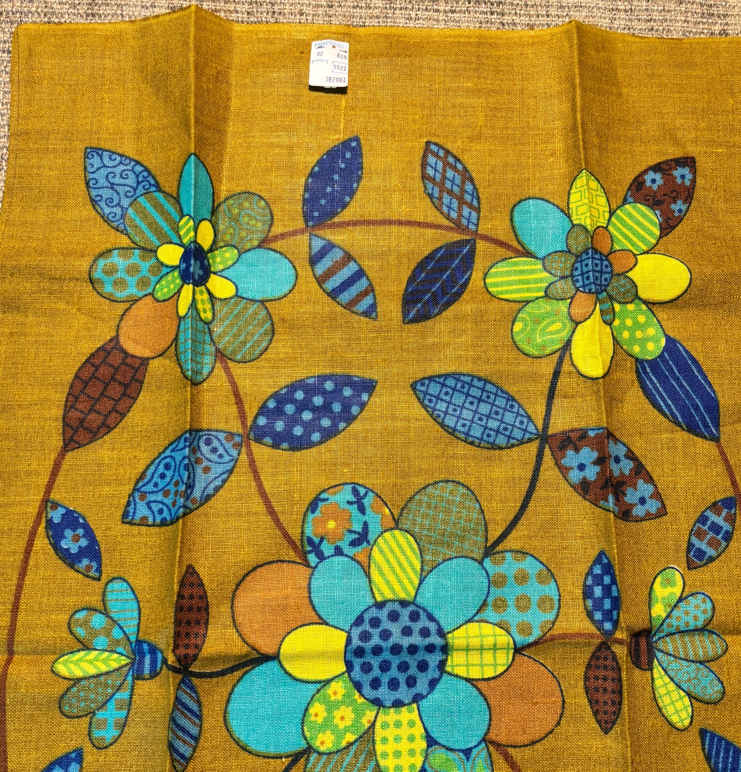 Chris Bash 1960s Retro Flowers Linen Tea Towel