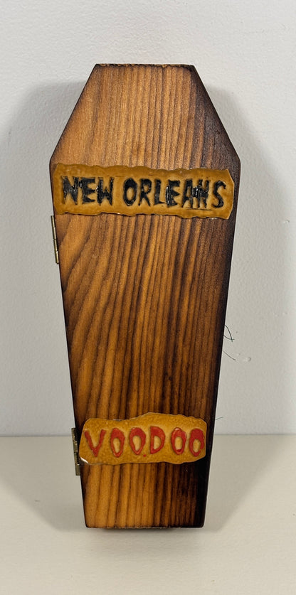 New Orleans Wood Coffin Voodoo Doll Figurine