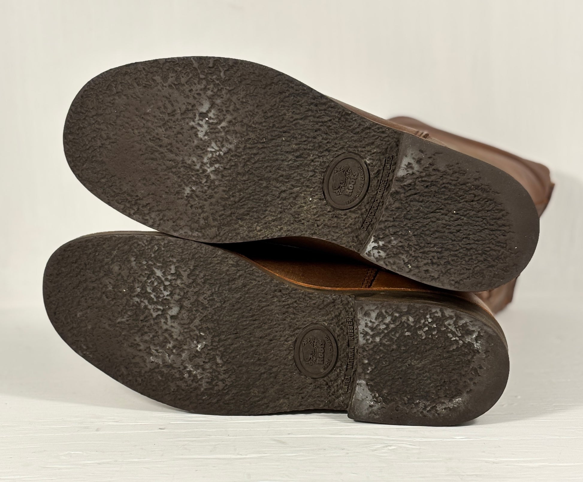 Close-up of brown leather shoes on a light background
