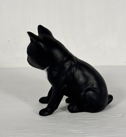 Hand Painted Sitting Boston Terrier Figurine