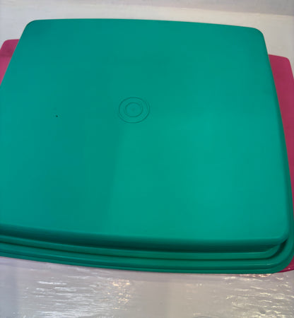 Tupperware Pink and Teal Deviled Eggs Carrier