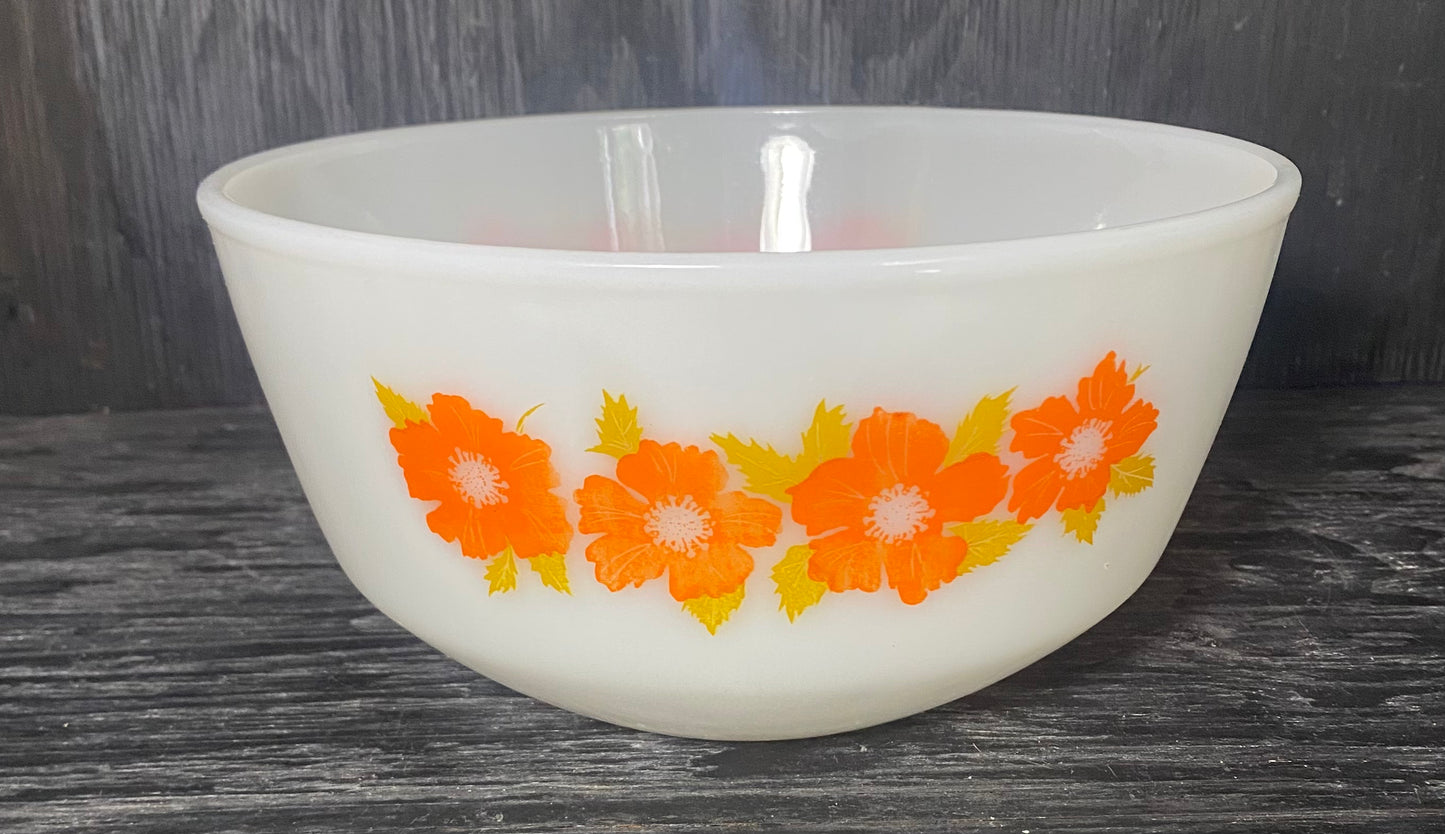 Federal Glass Orange Flower 8 Inch Mixing Bowl