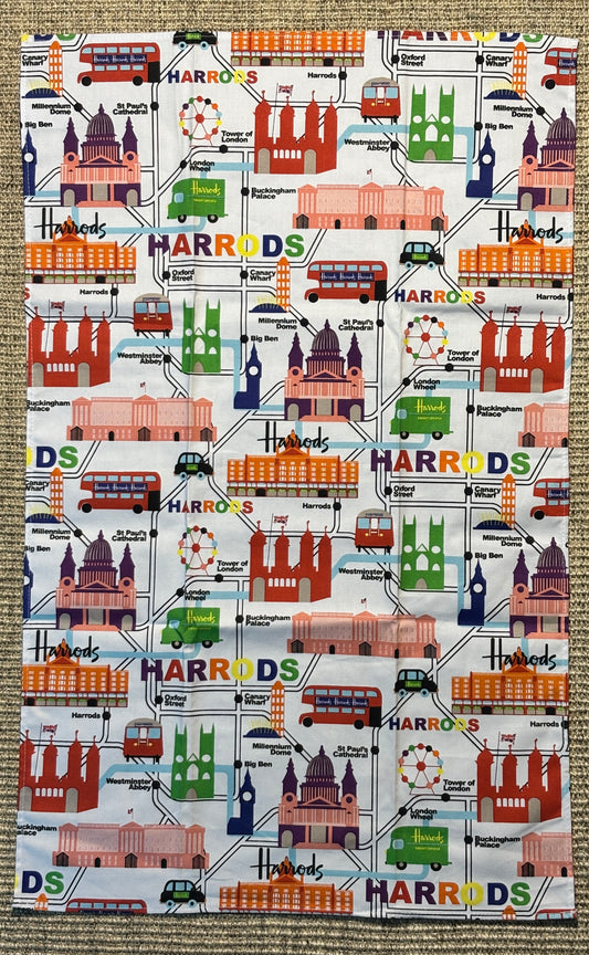 Harrods Map of London Landmarks Tea Towel