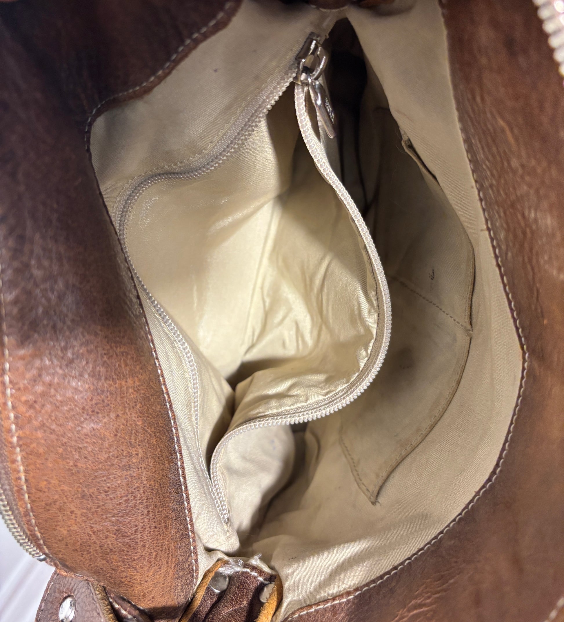 Roots Village Tribe Brown Leather Crossbody Purse