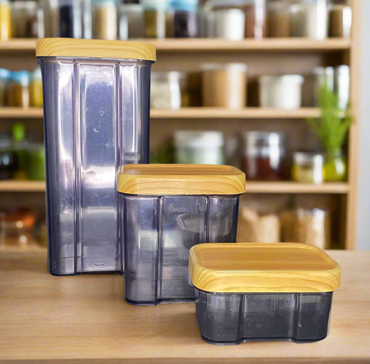 Robex Vintage Wood Grain Food Storage Containers Set