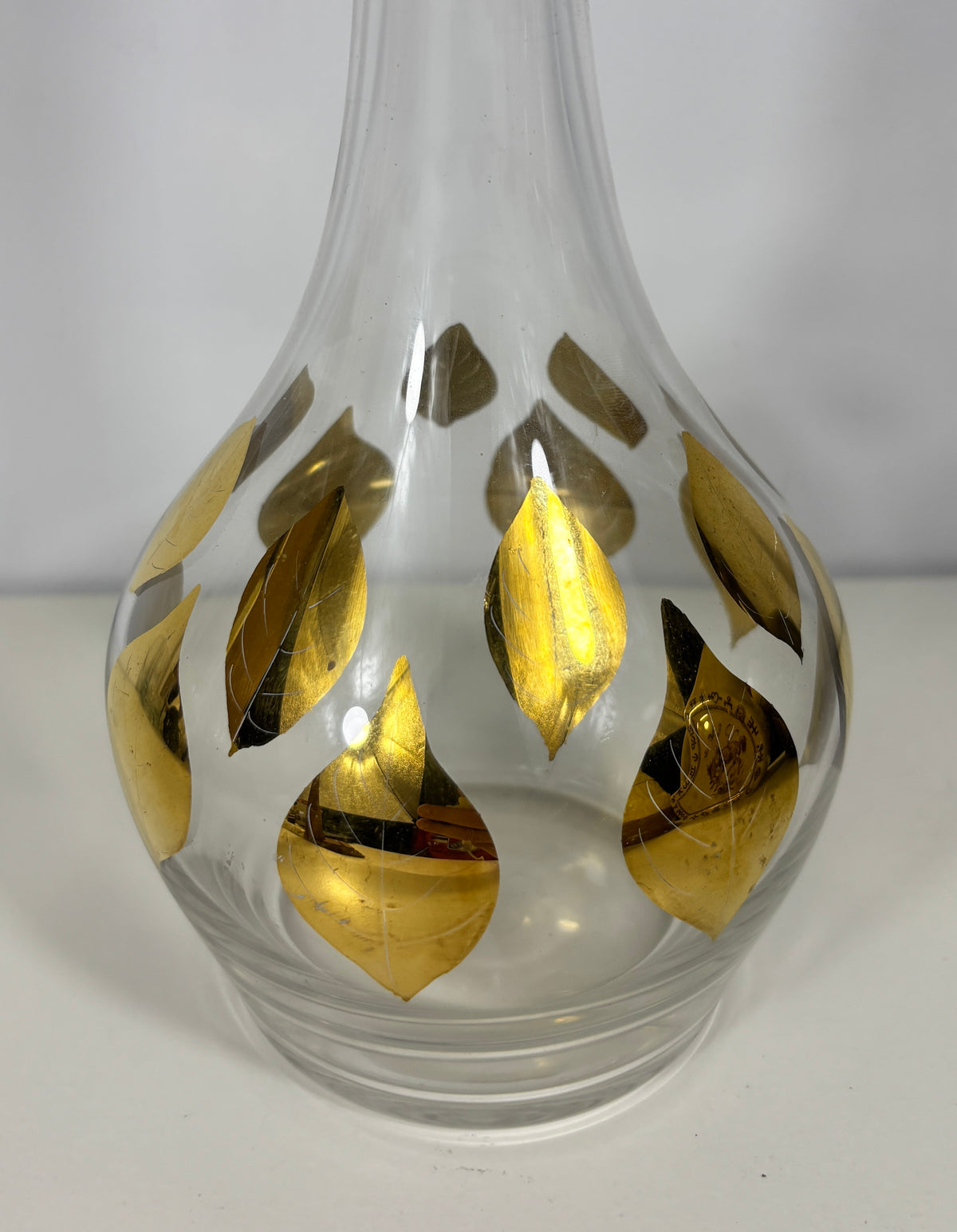 Vintage Genie Shaped Gold Leaf Theme Decanter