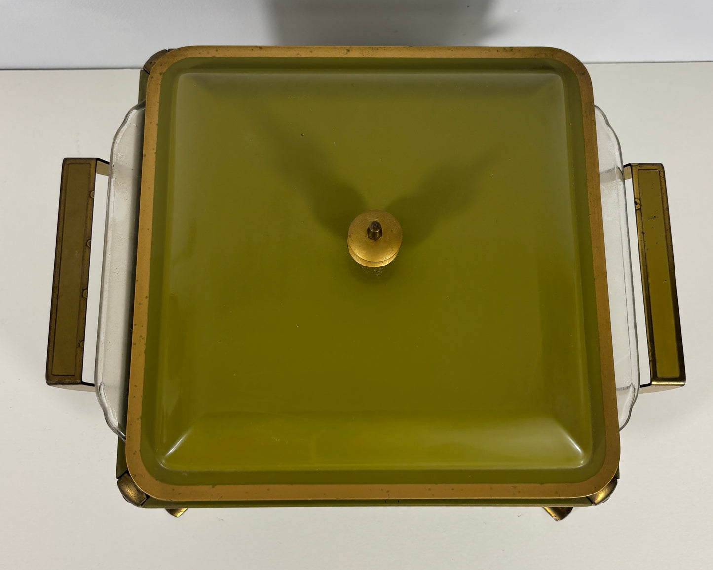 Anchor Hocking Fire King Vintage Green Chafing Dish and Cake Dish
