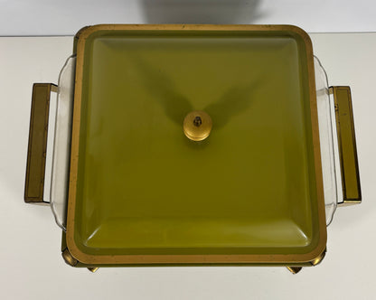 Anchor Hocking Fire King Vintage Green Chafing Dish and Cake Dish