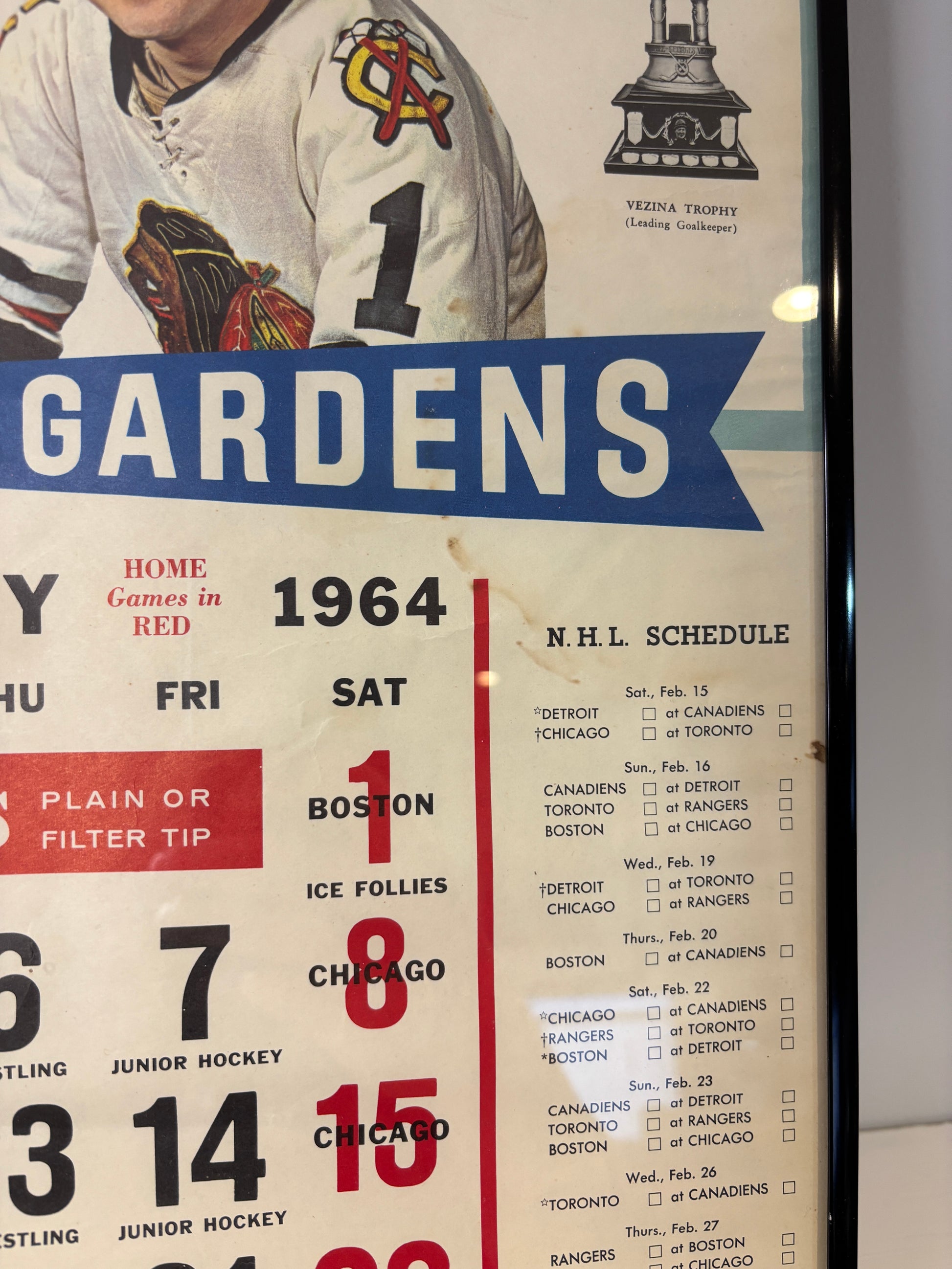 1964 Maple Leaf Gardens Calender with Gordie Howe