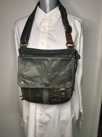 Fossil Morgan Traveler Green Leather Crossbody Purse