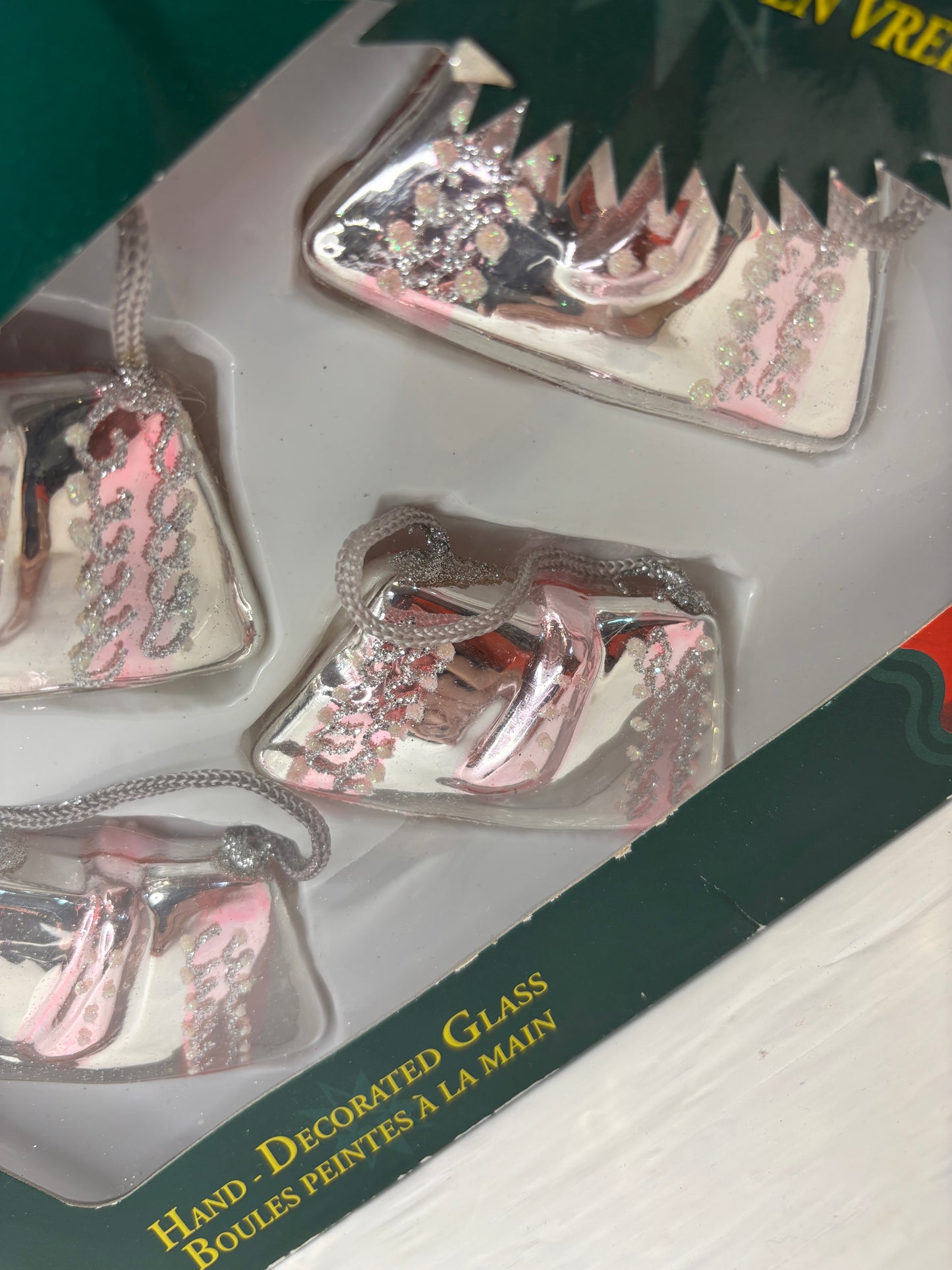 Vintage Pink Purse Shaped Glass Christmas Ornaments
