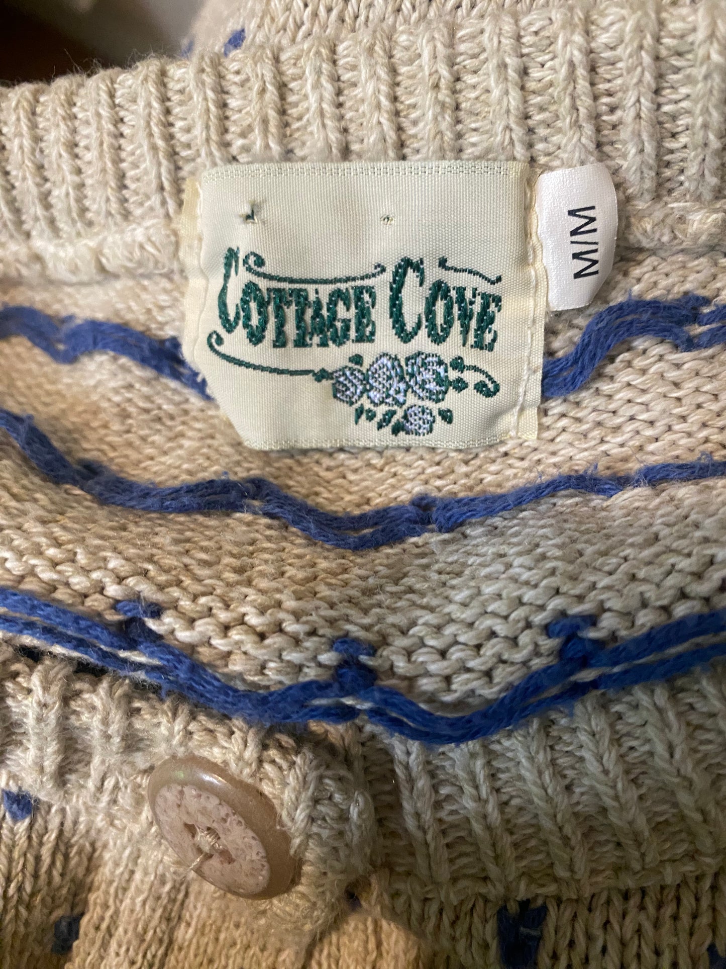 Cottage Cove Heart and Bear Theme Full Button Women’s Cardigan Medium