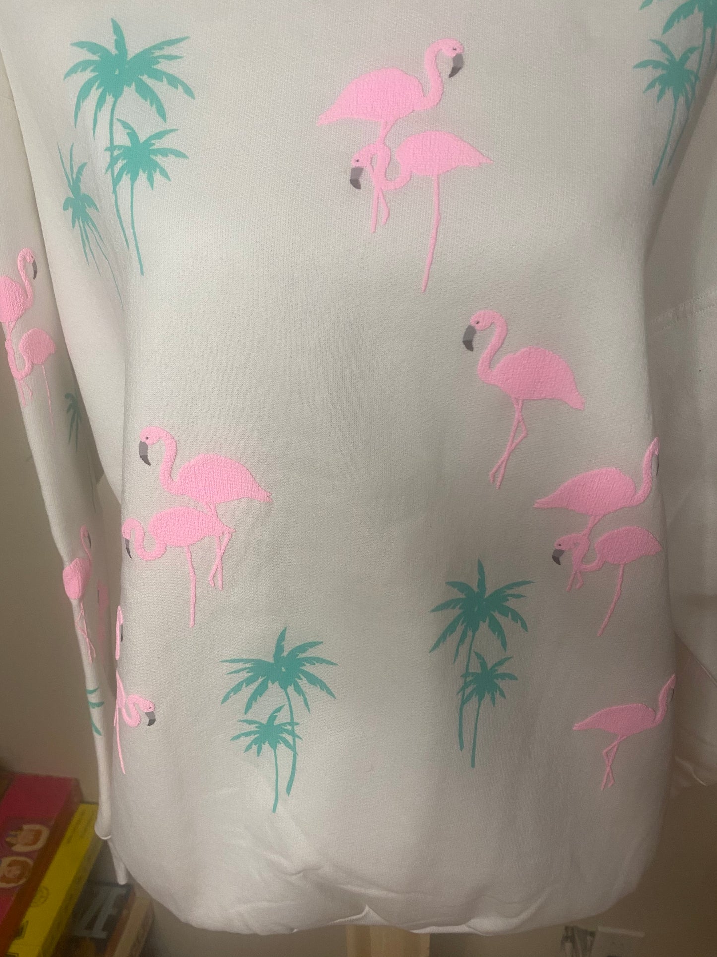 Vintage Pink Flamingo and Palm Tree Sweatshirt Adult M/L