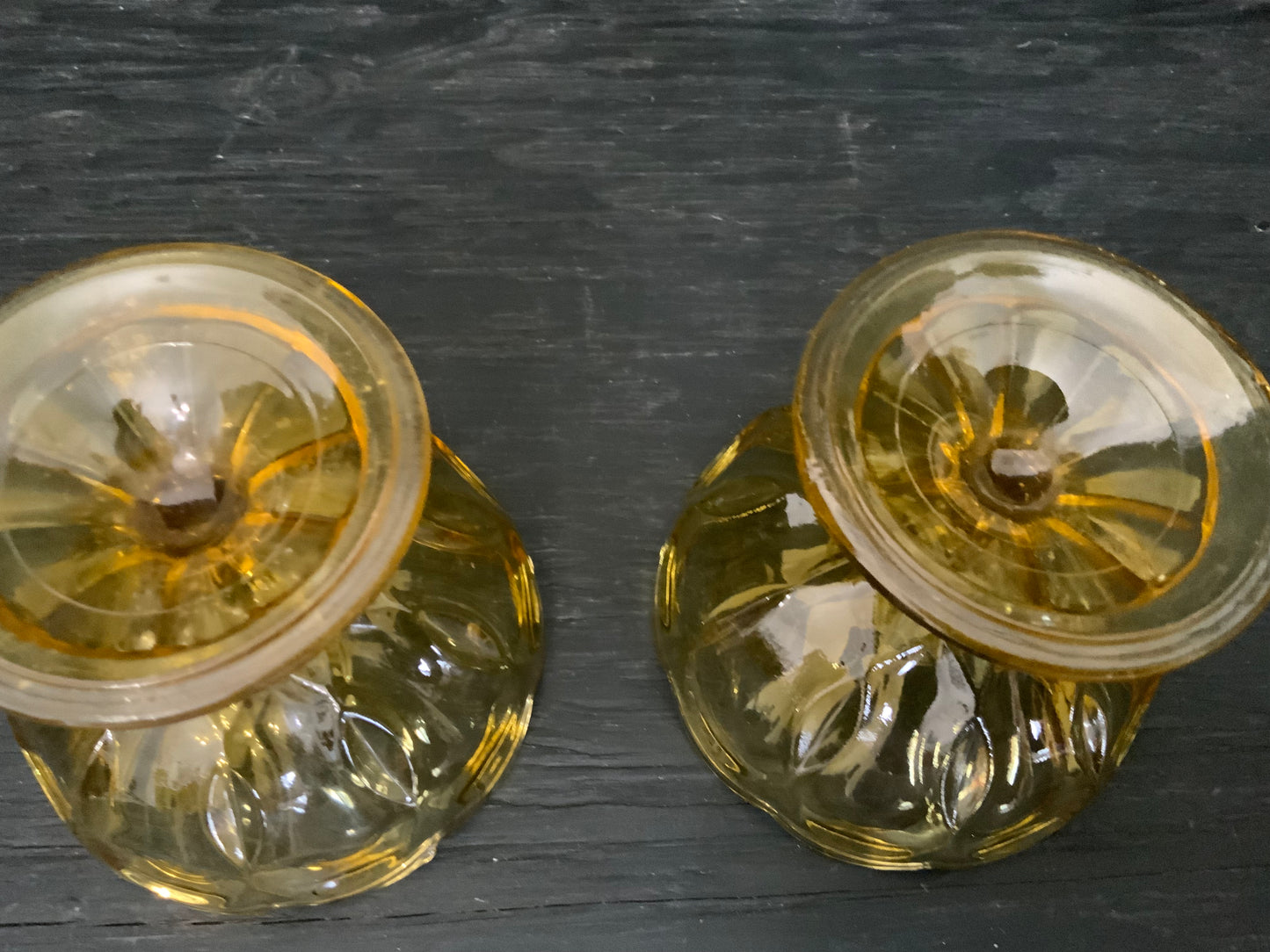 Vintage Anchor Hocking Amber Yellow Sundae Sherbet Glasses