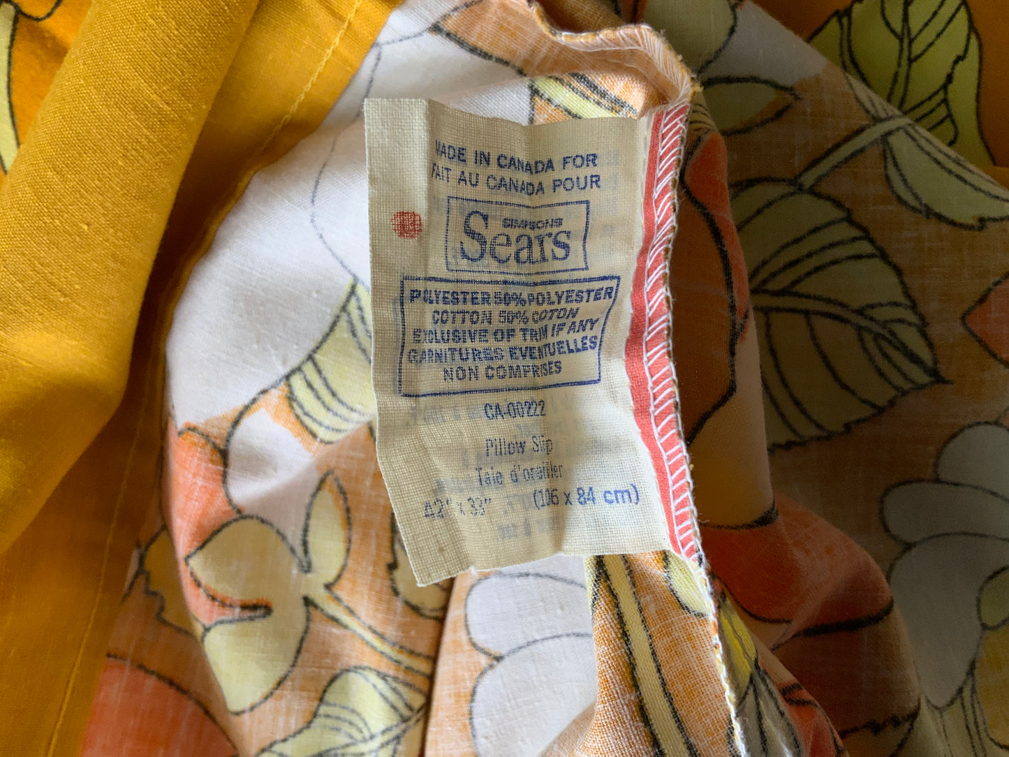 Mid Century Modern Vintage Sears Yellow Floral Pillowcase