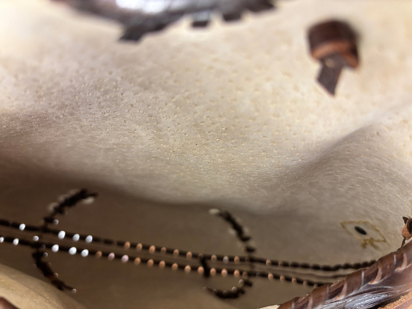 Vintage Brown Tooled Leather Floral Crossbody Bag
