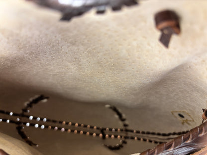 Vintage Brown Tooled Leather Floral Crossbody Bag