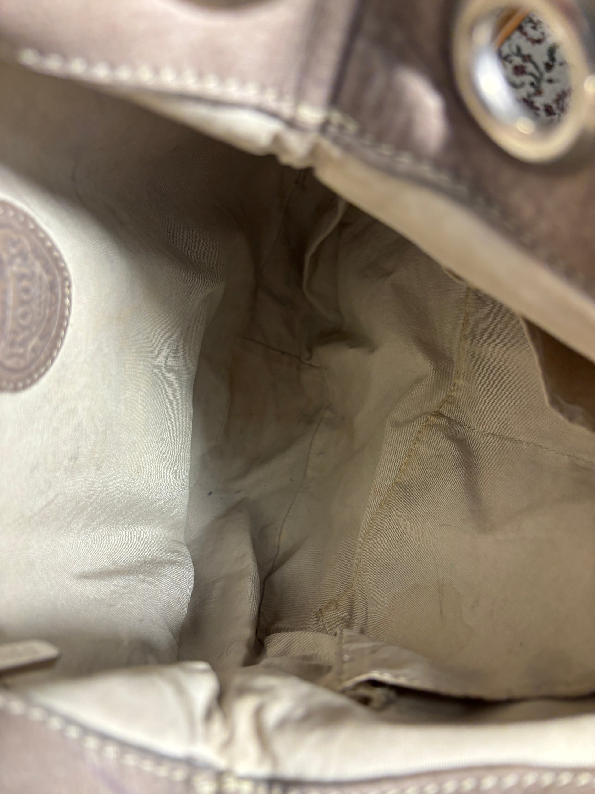 Roots Grey Pleated Leather Crossbody Purse