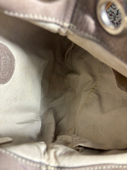 Roots Grey Pleated Leather Crossbody Purse