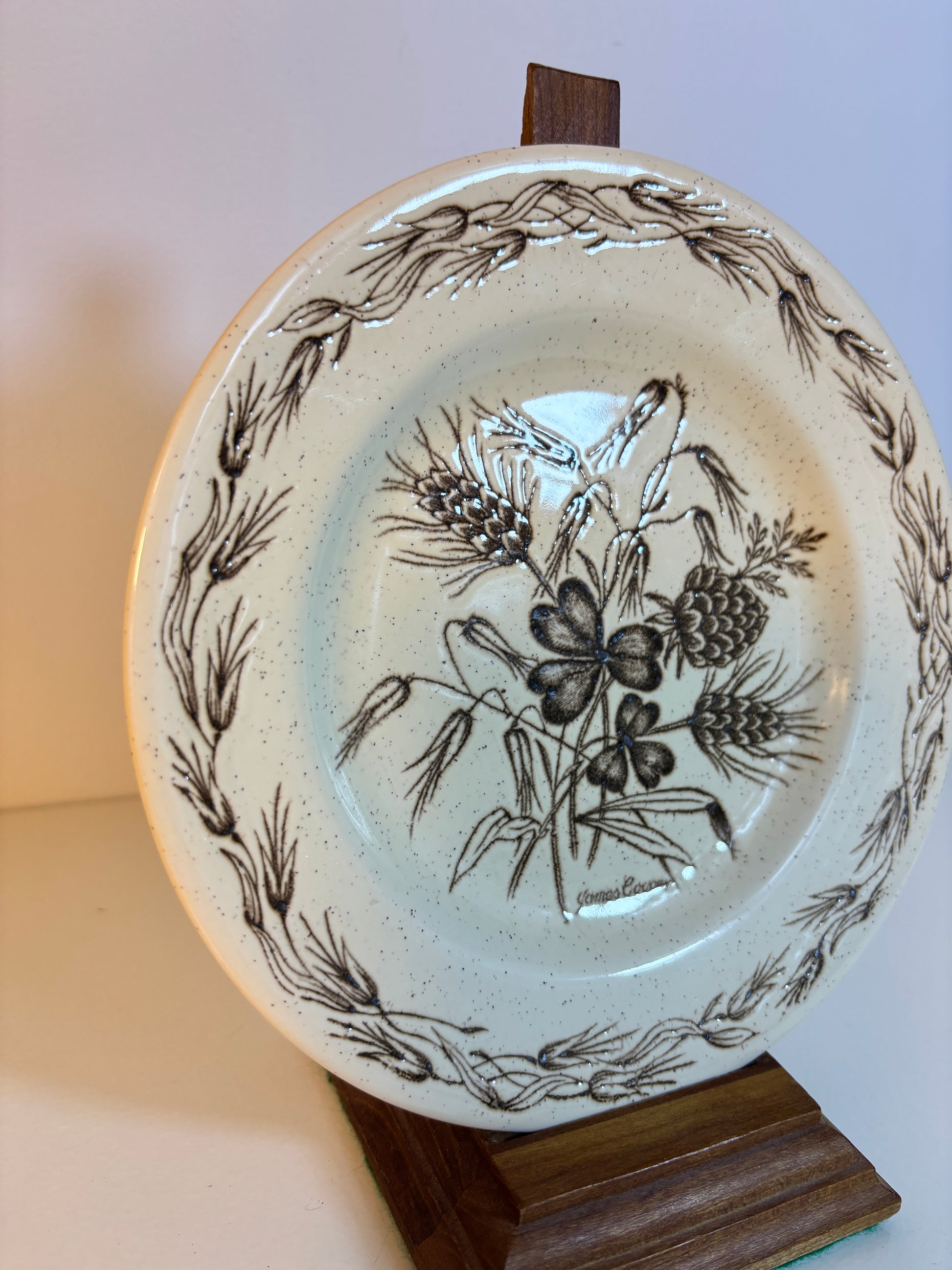 plate with floral design on a white background