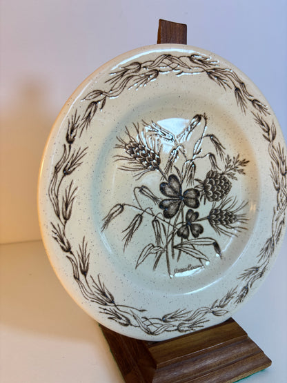 plate with floral design on a white background