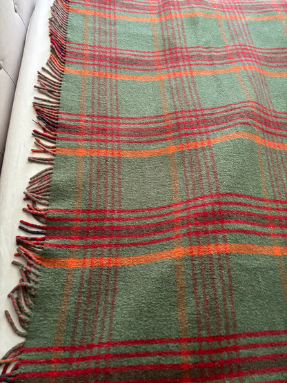 Red and Green Plaid Tartan Reversible Wool Blanket