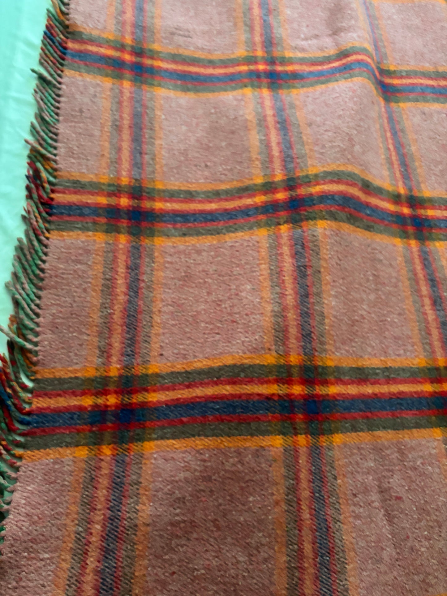 Red and Green Plaid Tartan Reversible Wool Blanket
