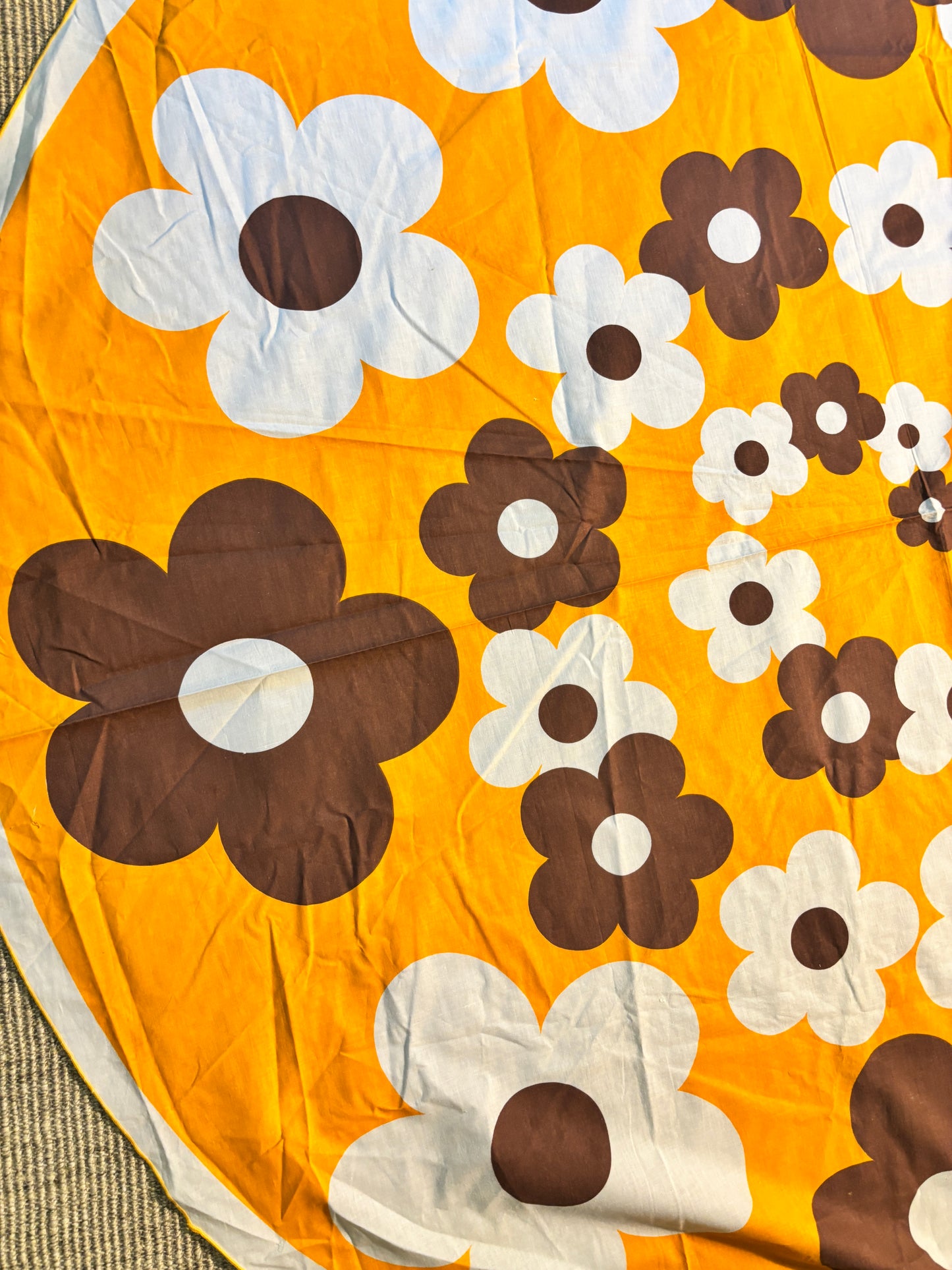 Retro Orange Flower Power Tablecloth and Napkin Set