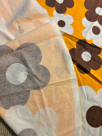 Retro Orange Flower Power Tablecloth and Napkin Set