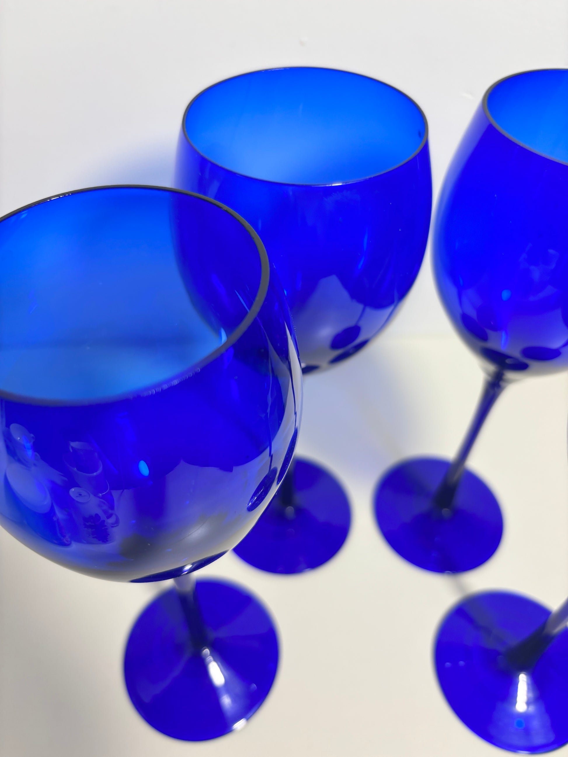 Cobalt Blue Stemmed Wine Glass Set