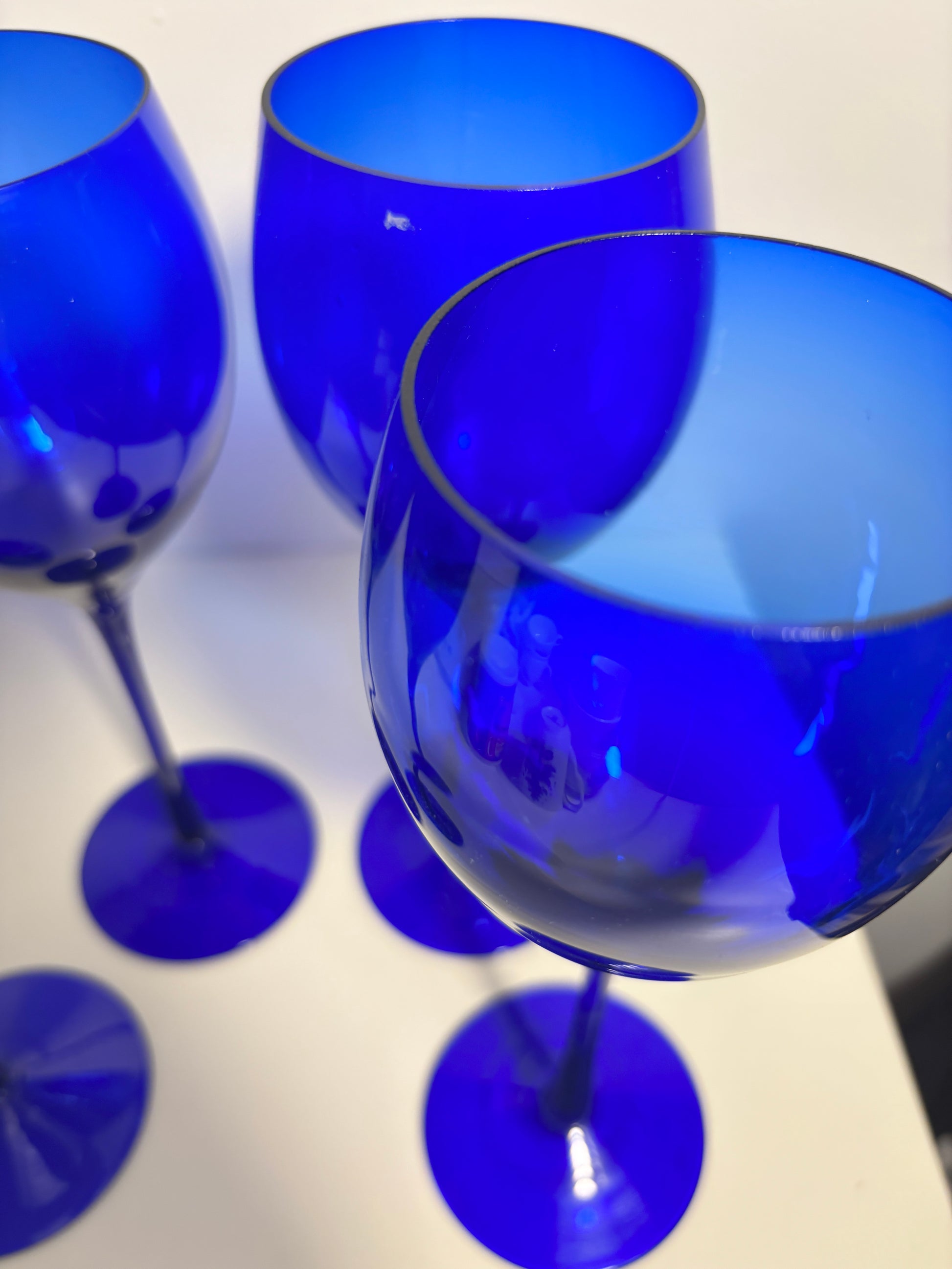Cobalt Blue Stemmed Wine Glass Set