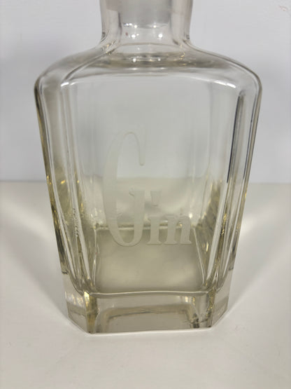 Square Etched Crystal Gin Decanter