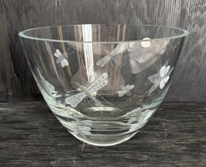 Abbott Collection Glass Salad Bowl with Etched Insects design