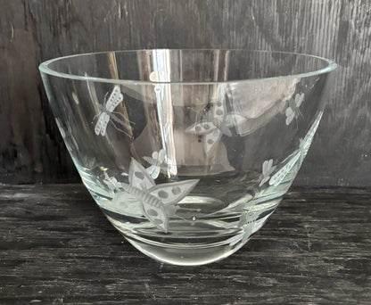 Abbott Collection Glass Salad Bowl with Etched Insects design