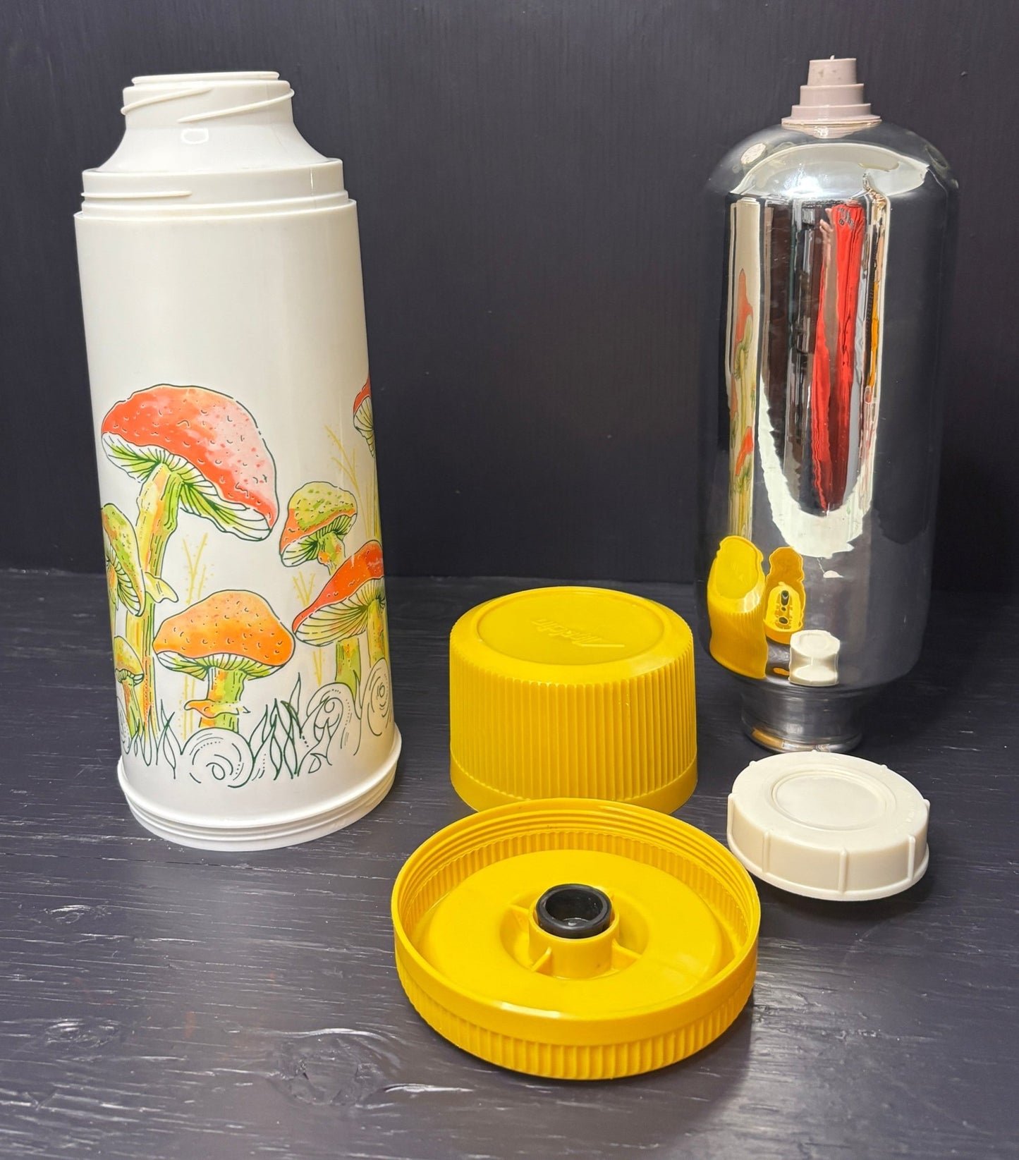 Vintage Thermos with mushroom design