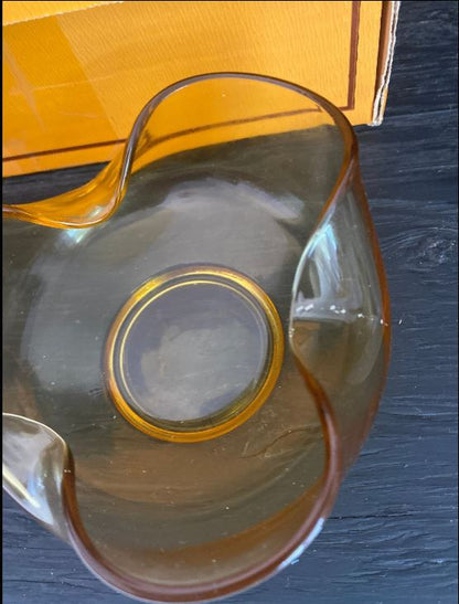 Anchor Hocking Accent Modern Honey Gold Amber Glass Chip & Dip Bowl Set