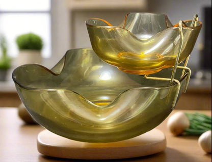 Anchor Hocking Honey Gold Amber Glass Chip & Dip Bowl Set
