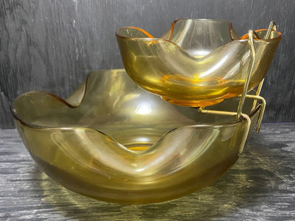 Amber Glass Chip & Dip Bowl Set