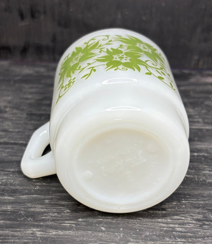 Anchor Hocking Fire King Green Floral Mug