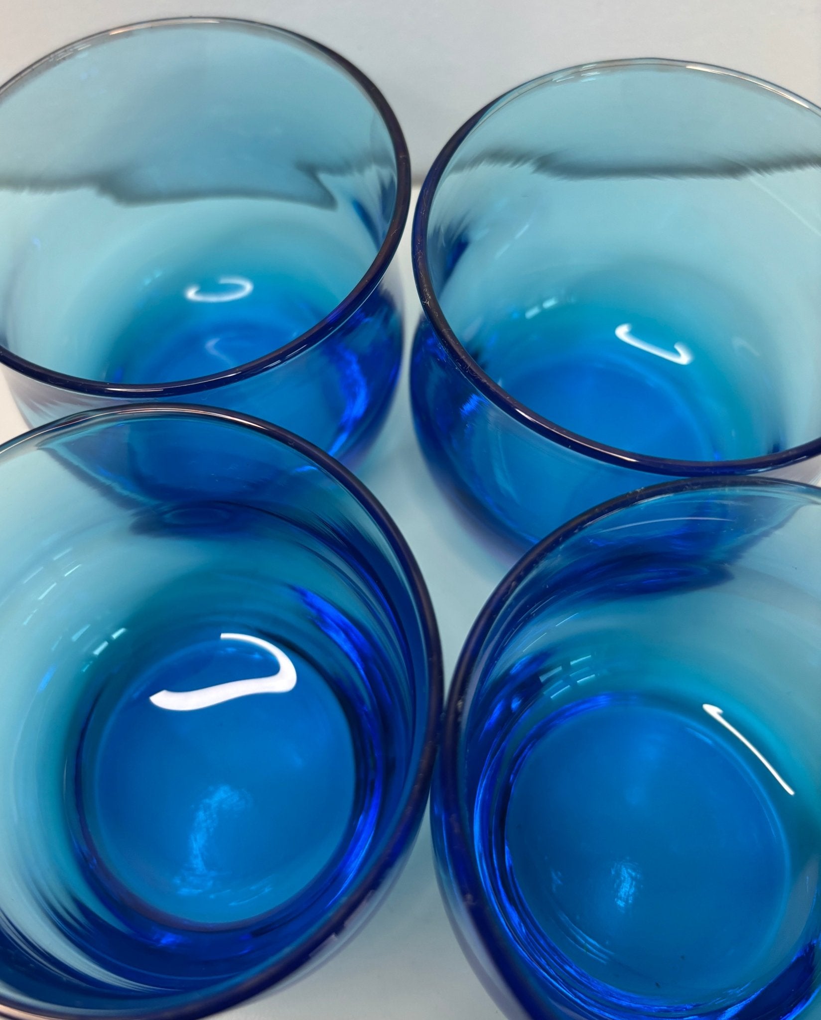 Anchor Hocking Flair Blue Lowball Rock Glasses Set