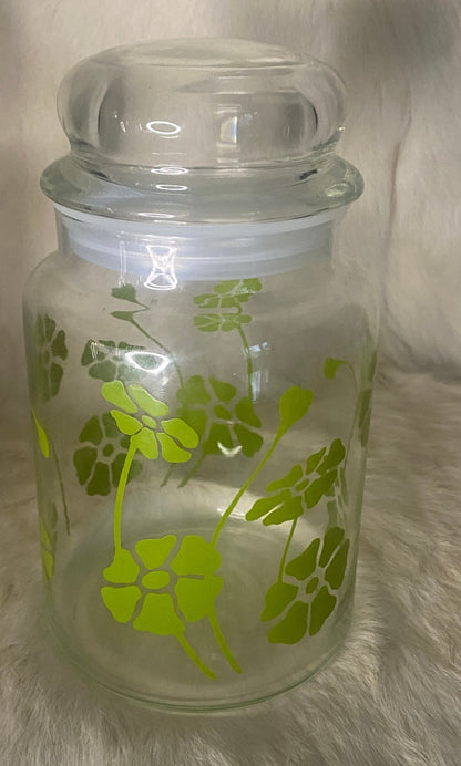 Green Daisy Glass Jar