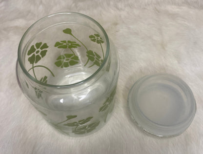 Anchor Hocking Green Daisy Glass Jar