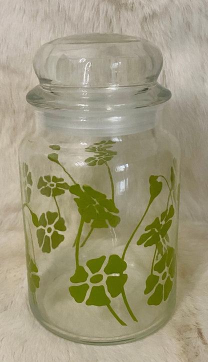 Anchor Hocking Green Daisy Glass Jar